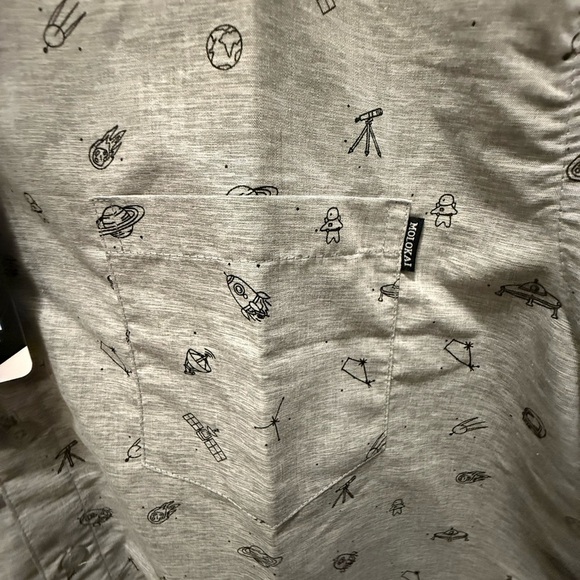 MoLokai Gray Casual Button Down Shirt Modern Style size XL spaceship outer space - Picture 5 of 8